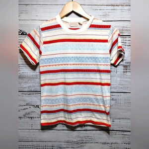 Genesis Graphic Tshirt White Red size Small Vintage 70s 80s Single Stitch Skater